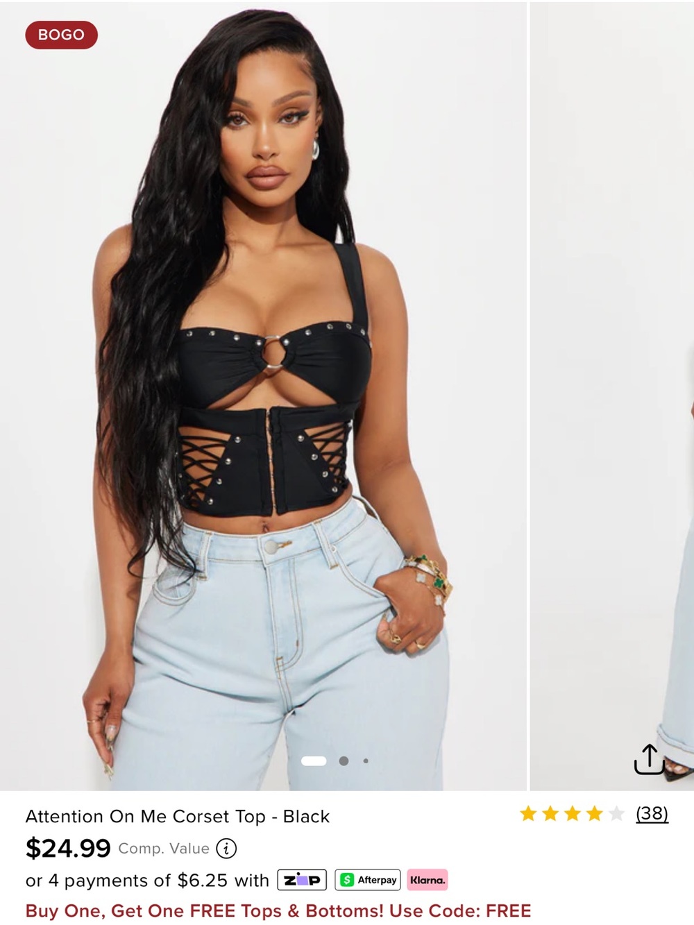 Studded Lace-Up Black Corset Crop Top